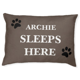 Personalized &quot;Sleeps Here&quot; Brown Dog Bed