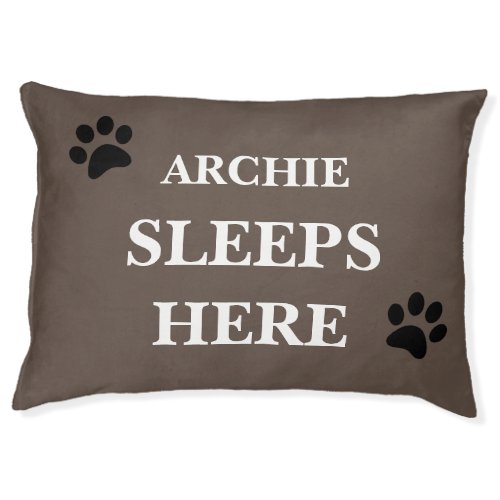 Personalized Sleeps Here Brown Dog Bed