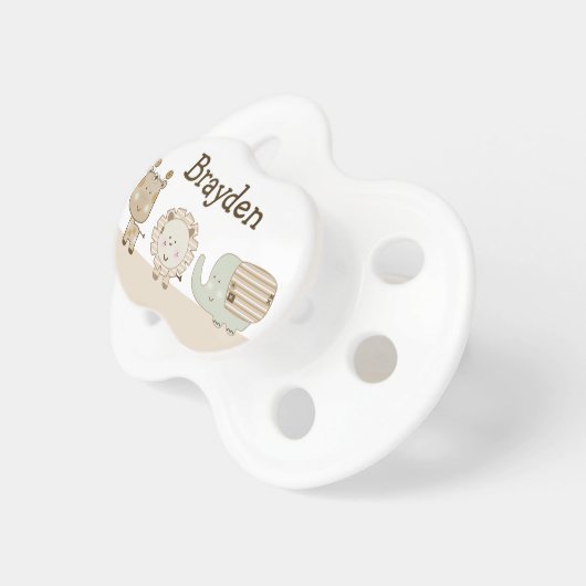 Personalized "Sleepy Animal Safari" Pacifier (Front Right)