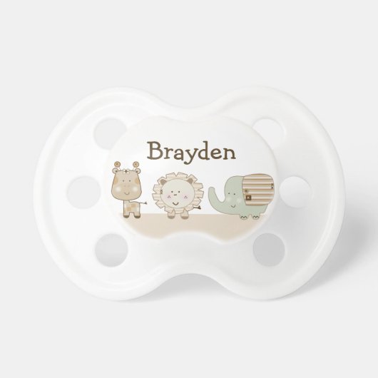 Personalized "Sleepy Animal Safari" Pacifier (Front)