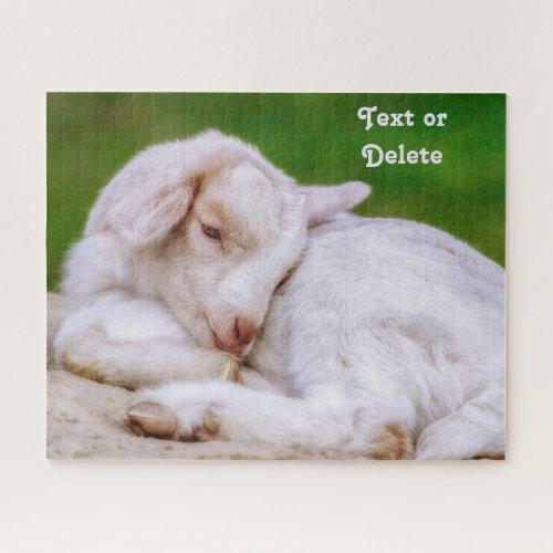 Personalized Sleepy Baby Goat Kid Jigsaw Puzzle