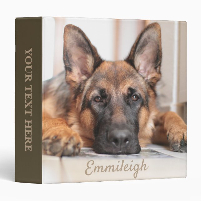 Personalized Sleepy German Shepherd / Dog Photo 3 Ring Binder (Front/Spine)