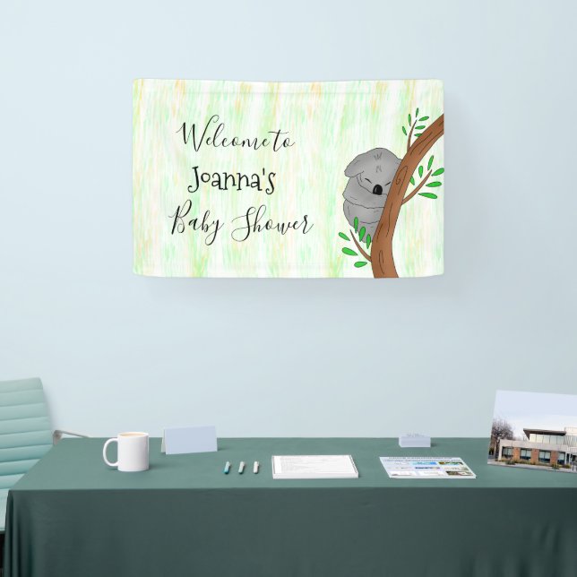 Personalized Sleepy Koala Bear Baby Shower Banner (Tradeshow)