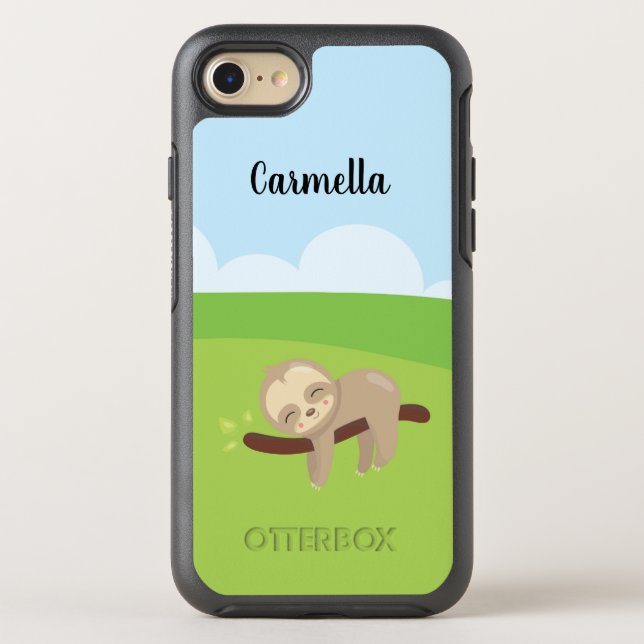 Personalized Sleepy Sloth Otterbox iPhone Case (Back)