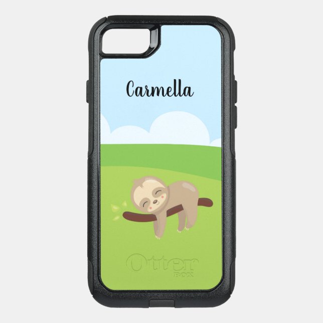 Personalized Sleepy Sloth Otterbox iPhone Case (Back)