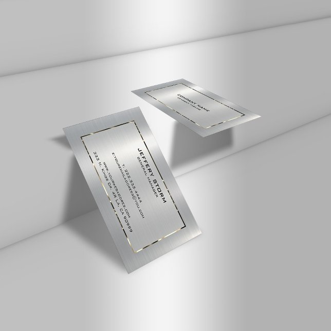Personalized Slick Silver Gray Metallic Texture  Business Card (Creator Uploaded)