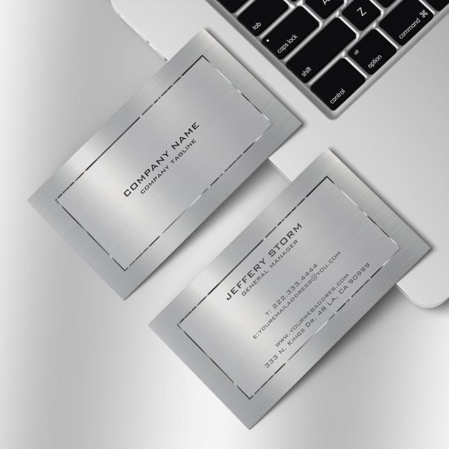 Personalized Slick Silver Gray Metallic Texture  Business Card (Creator Uploaded)