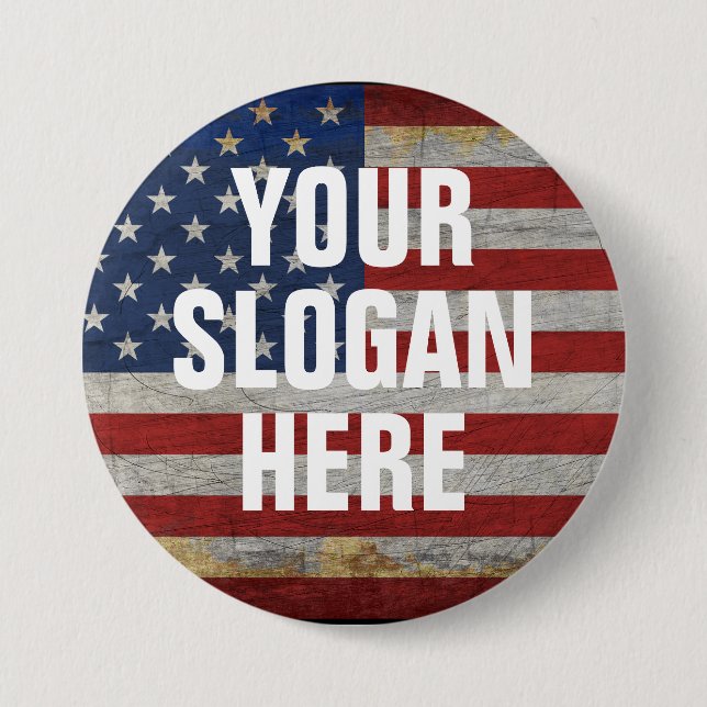 PERSONALIZED SLOGAN COUNTRY SAYING CUSTOMIZED FLAG BUTTON (Front)