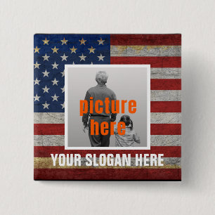 PERSONALIZED SLOGAN COUNTRY SAYING CUSTOMIZED FLAG BUTTON