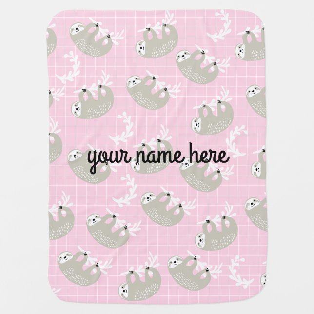 Personalized Sloth Baby Blanket (Front)