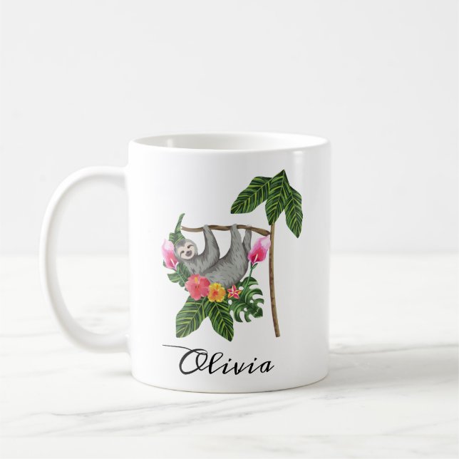 Personalized Sloth Coffee Mug Sloth Gifts for Her (Left)