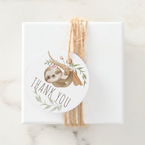 Personalized Sloth Girl Birthday Favor Tags