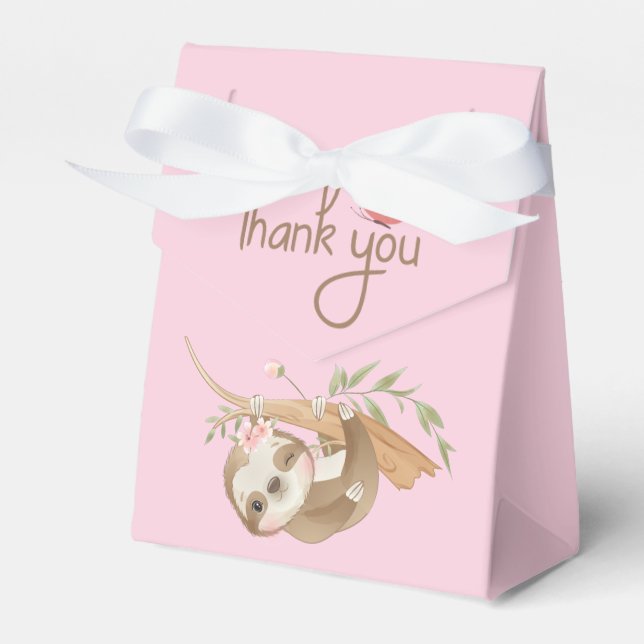 Personalized Sloth Girl Birthday Thank you Favor Boxes (Front Side)