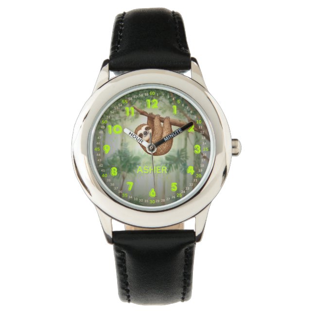 Personalized Sloth Jungle Theme Kids Learning Watch (Front)