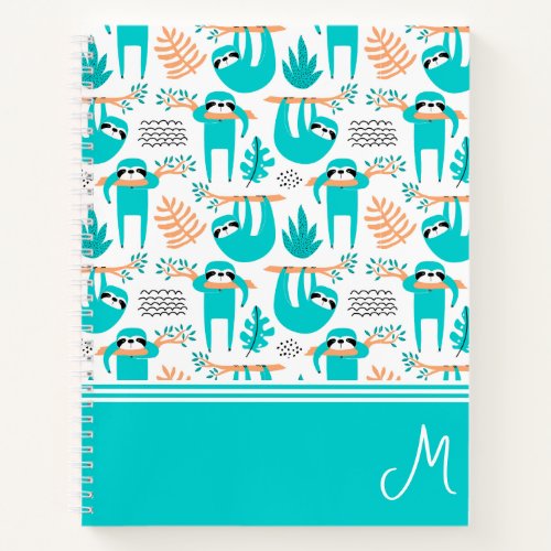 Personalized Sloth Monogram Notebook