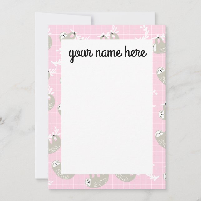 Personalized Sloth Notecards (Front)