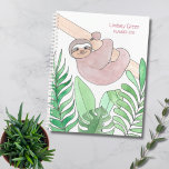 Personalized Sloth Planner<br><div class="desc">This cute Planner is decorated with a watercolor of a smiling sloth hanging from a branch with tropical leaves. On the back, it says Sloth Life and you can change these words if you wish. Easily customizable. Use the Design Tool option to change the text size, style, and color. Because...</div>