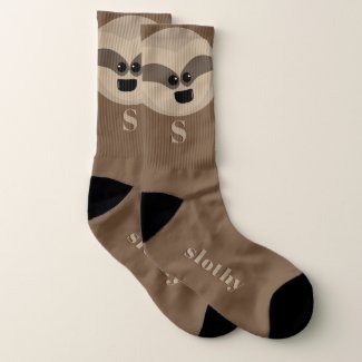 Personalized Slothy McSloth Cartoon Sloth Socks