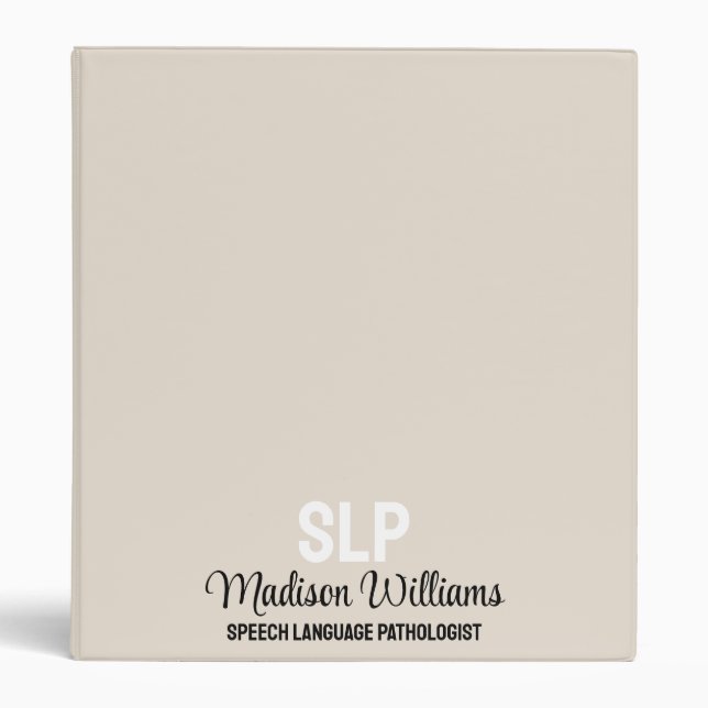 Personalized SLP Speech Language Pathologist Gift 3 Ring Binder (Front)