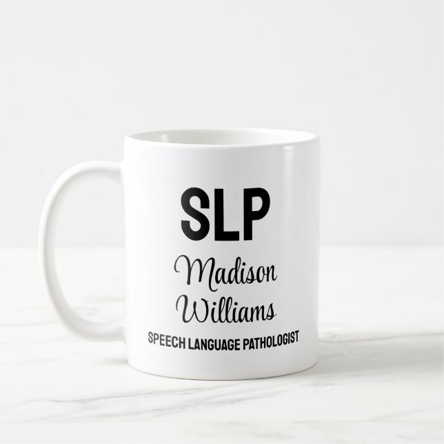 Personalized SLP Speech Language Pathologist Gift Coffee Mug (Left)
