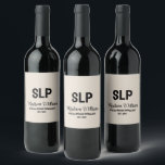 Personalized SLP Speech Language Pathologist Gift Wine Label<br><div class="desc">Personalized SLP Grad Wine Label,  Speech Language Pathologist Present Job,  Graduation Gift Christmas for her,  New Pathology Therapist Therapy Name,  daughter wife mom mum mother,  sister in law aunt granddaughter,  custom voice employee best friend,  thank you boss birthday master,  college university uni graduate school,  party class of 2024 2025</div>