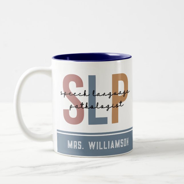 Personalized SLP Speech Language Pathologist Two-Tone Coffee Mug (Left)