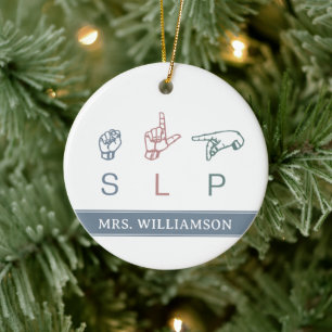 Personalized SLP Speech Pathologist Appreciation Ceramic Ornament