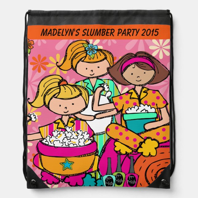 Personalized Slumber Party Drawstring Bag (Front)