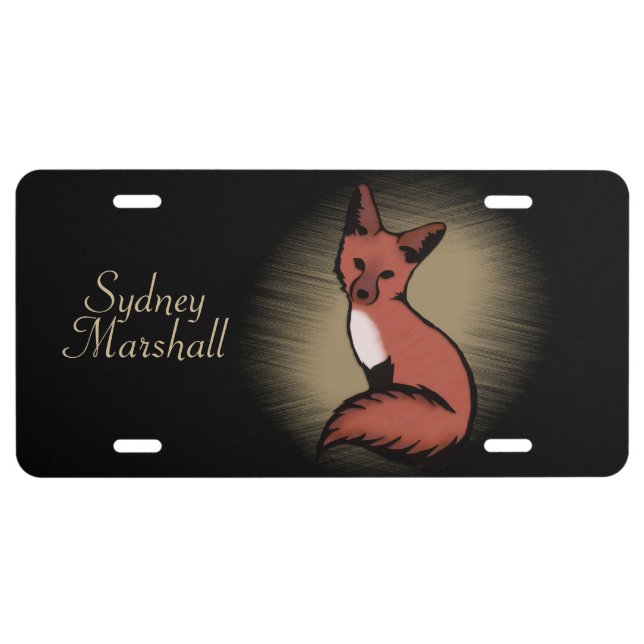 Personalized Sly Red Foxy Fox License Plate (Front)
