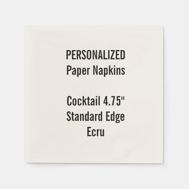 Personalized Small ECRU Cocktail Paper Napkins (Front)