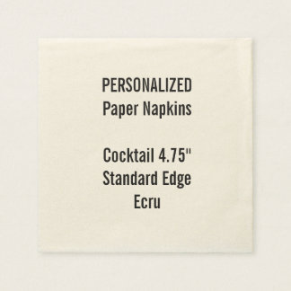 Personalized Small ECRU Cocktail Paper Napkins