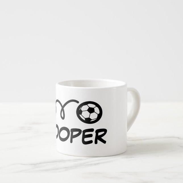 Personalized small kid's mug with cute soccer ball (Front Right)