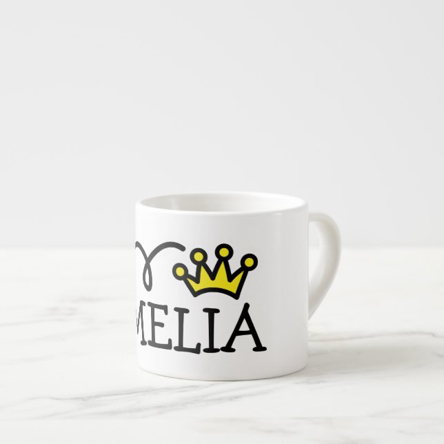 Personalized small kid's mug with princess crown (Front Right)