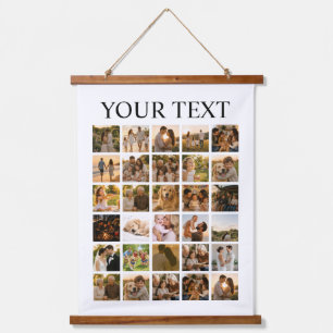 Personalized Small Text Photo Collage Hanging Tapestry
