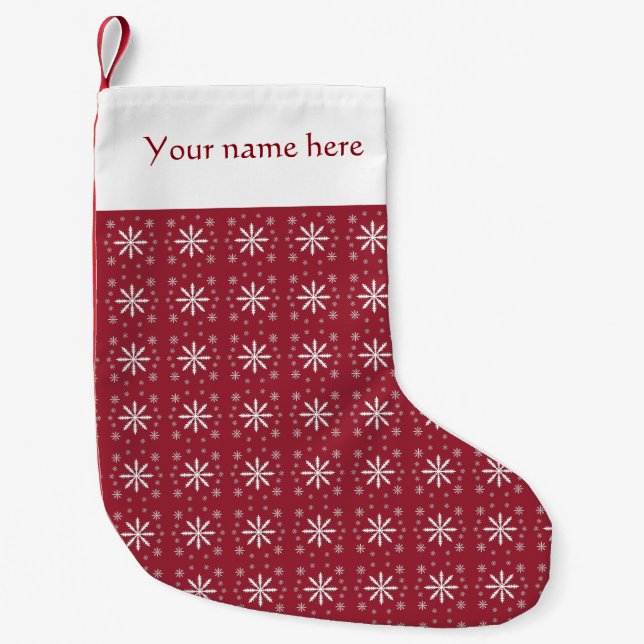 Personalized Small White Snowflake Stocking (Front)