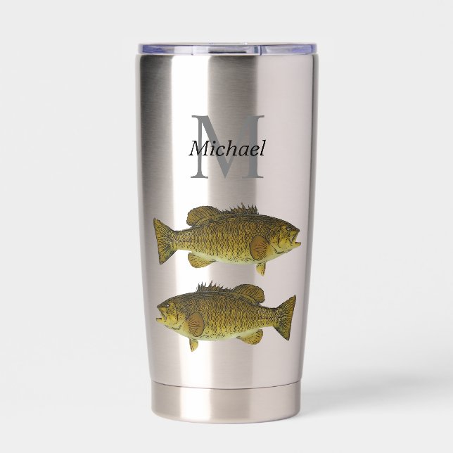 Personalized Smallmouth Bass Monogram Fish  Insulated Tumbler (Front)