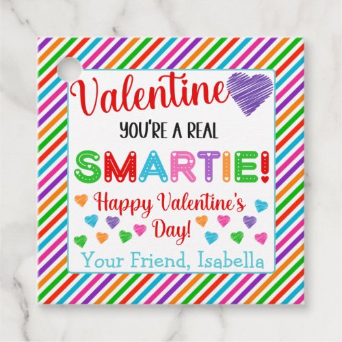 Personalized Smartie Valentines Day Favor Tags