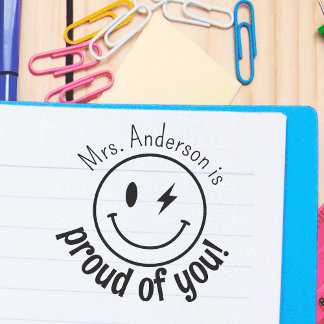 Personalized Smile Face Eomji Proud of You  Self-inking Stamp