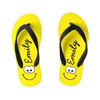 Personalized Smiley Yellow Kid's Flip Flops