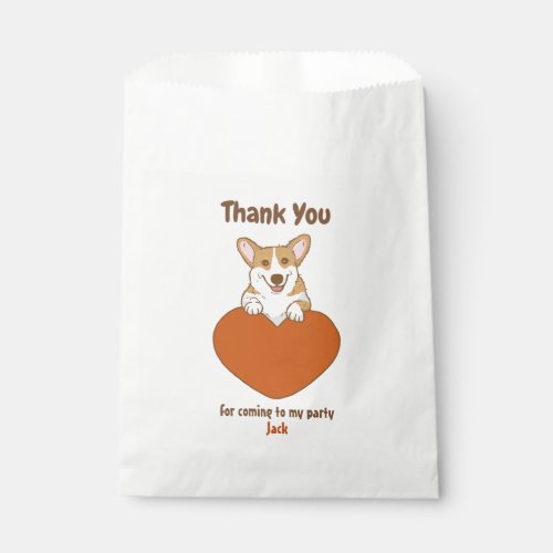 Personalized Smiling Corgi With Heart Favor Bag