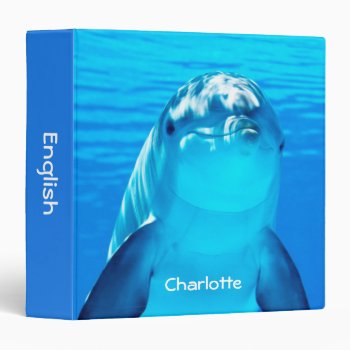 Personalized Smiling Dolphin Underwater Sea Life 3 Ring Binder by WonderfulPictures at Zazzle