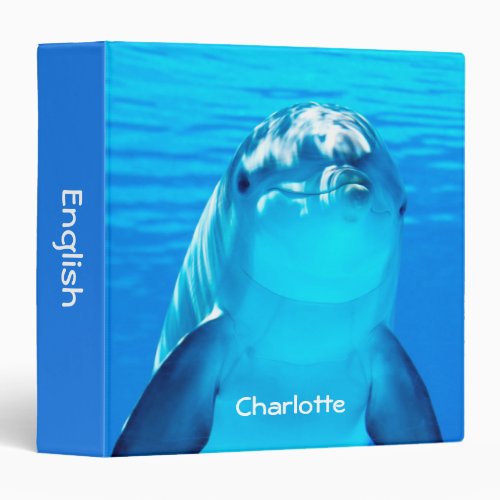 Personalized Smiling Dolphin Underwater Sea Life 3 Ring Binder