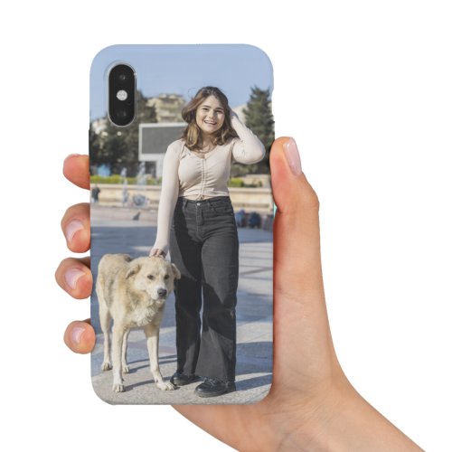 Personalized Smiling Girl with Pet Dog  iPhone X Case