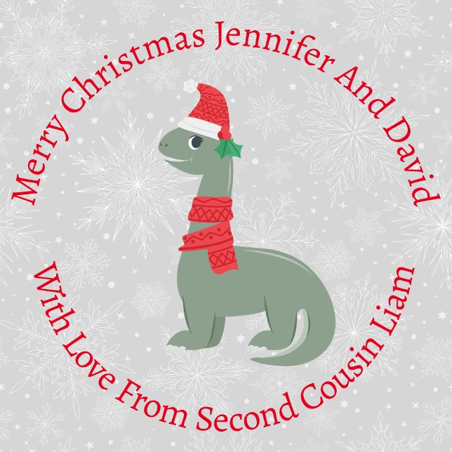 Personalized Smiling Holly Christmas Dinosaur Wrapping Paper (Creator Uploaded)