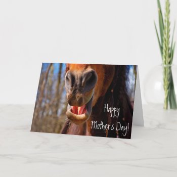 Personalized Smiling Horse Mother's Day Card by VBleshka at Zazzle