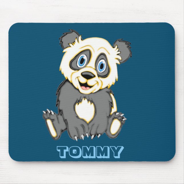 Personalized Smiling Panda Bear Mouse Pad (Front)