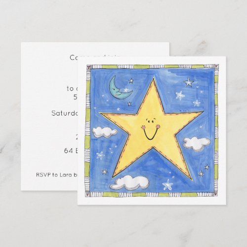 Personalized Smiling Star Birthday Invitation