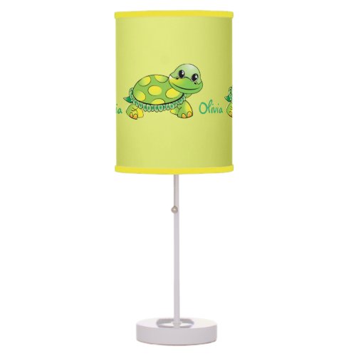 Personalized smiling turtle table lamp