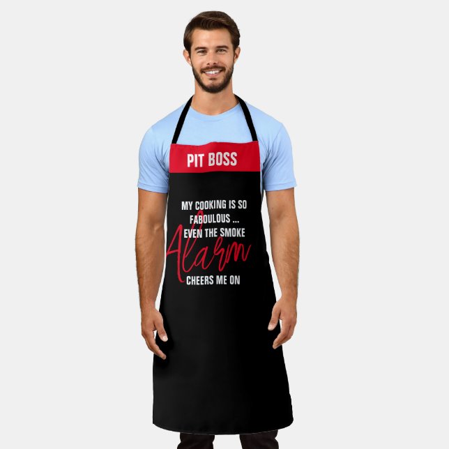 Personalized Smoke Alarm Cook Chef Attitude Funny Apron (Worn)