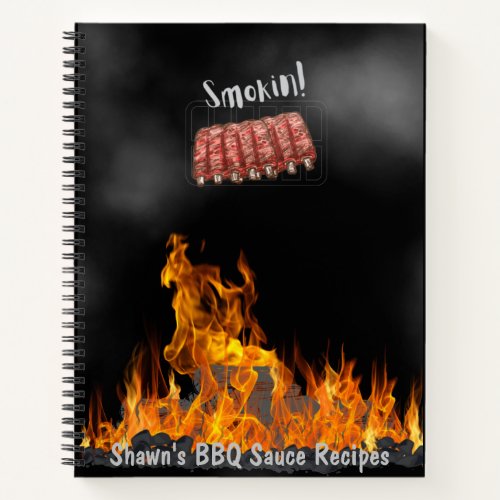Personalized Smokin BBQ Ribs Cookbook Notebook